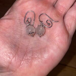 Pandora Silver and Pink Bead Earrings